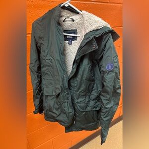 Women’s Lands' End Dark Green Sherpa Lined Parka Size XL 14-16